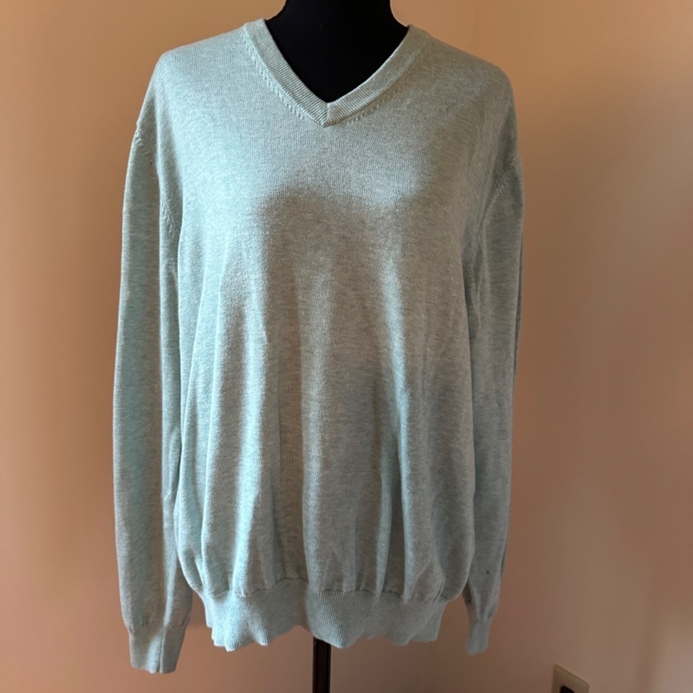 *BROOKS BROTHERS* Lt. Green Long Sleeve V-Neck Sweater Size Large